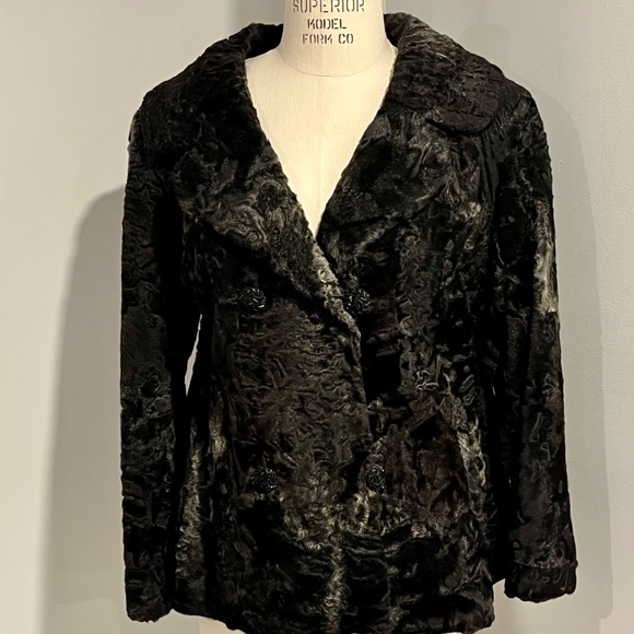 Vintage Women’s Brown Persian Lamb Short Fur Jacket Coat - Estimate Sm-Med - Picture 2 of 11